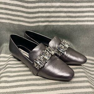 Karl Lagerfield Silver and Crystal‎ Loafers Size 7